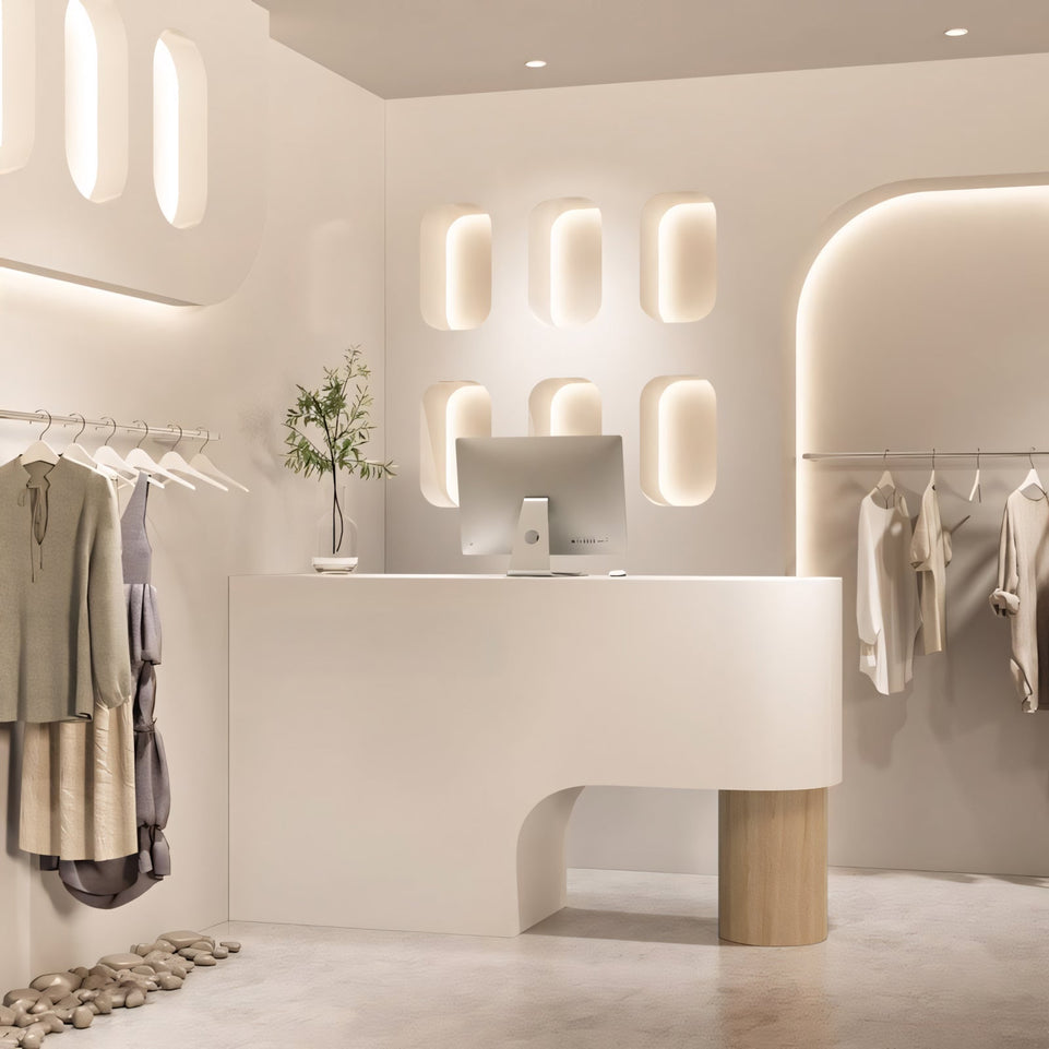 (In Stock) Simple Curved Lacquered Reception Desk JDT-2001