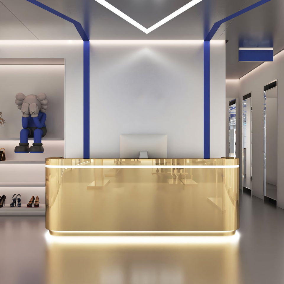 Salon Office Store Reception Desk with Fully Assembled Feature and Stainless Steel Surface JDT-1028