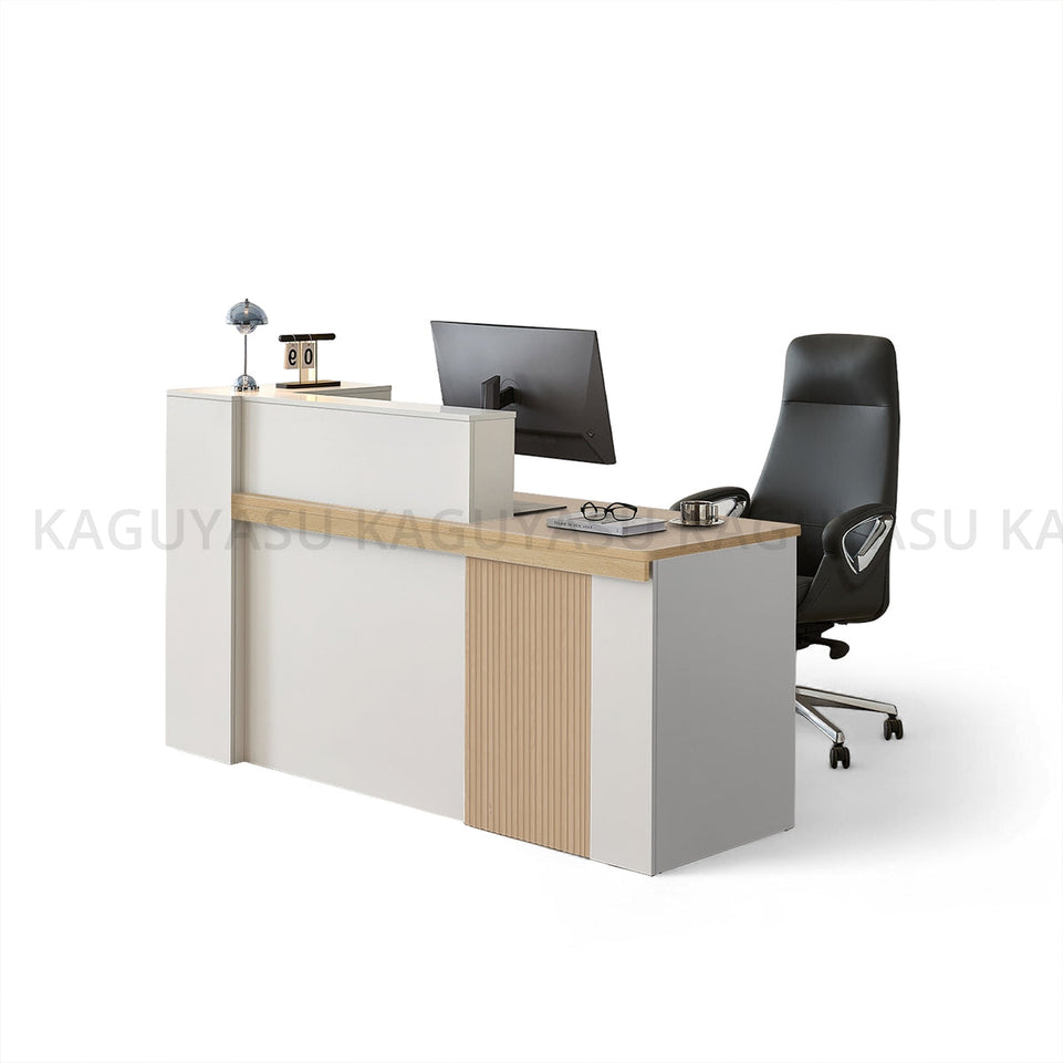 (In Stock) Sleek Reception Desk with LED Strip Lockable Drawers and Cable Grommets JDT-2217