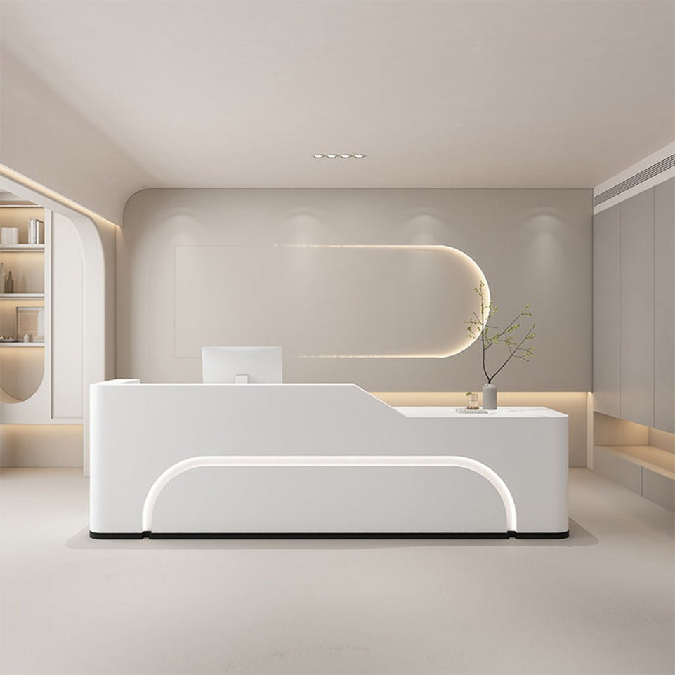 Fully Assembled Curved LED Reception Desk for Salon Spaces JDT-1037