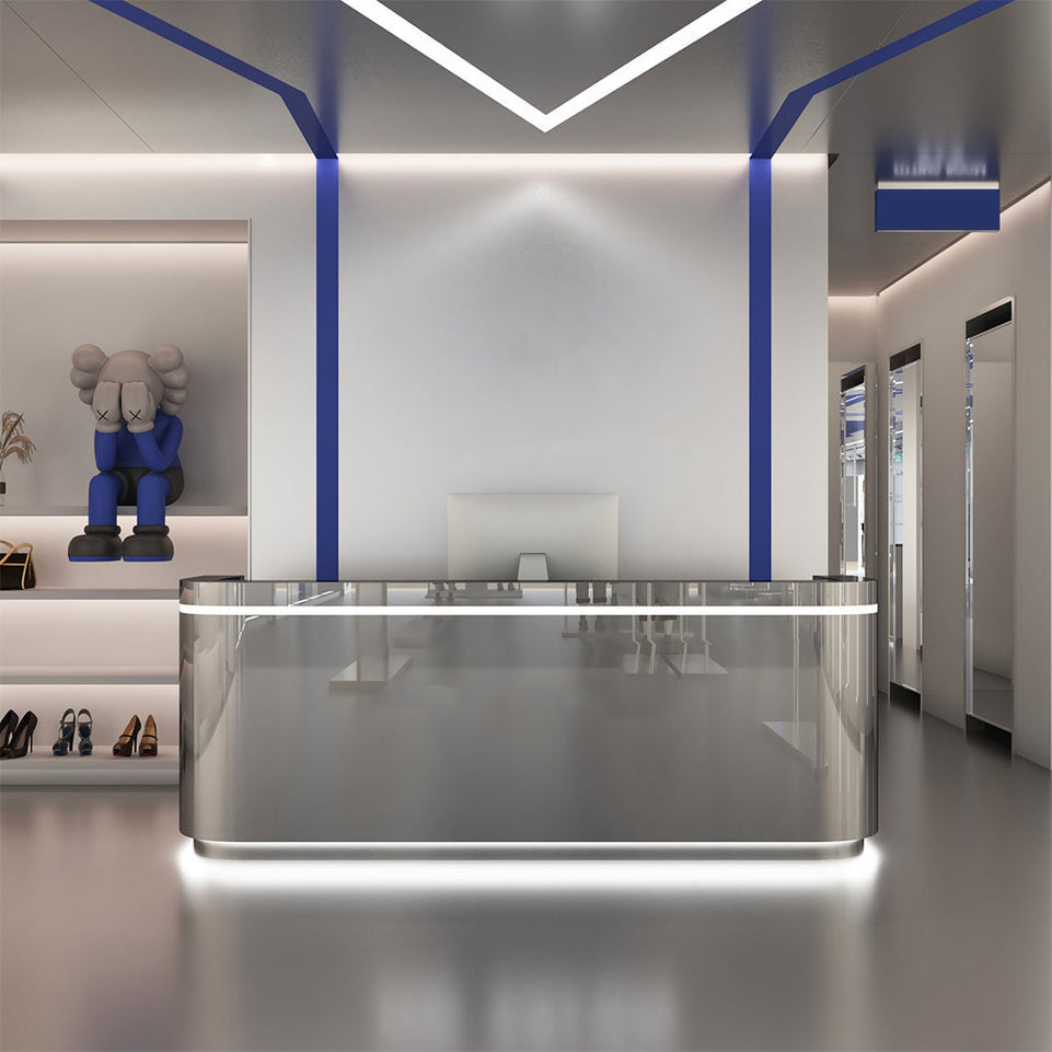 Salon Office Store Reception Desk with Fully Assembled Feature and Stainless Steel Surface JDT-1028