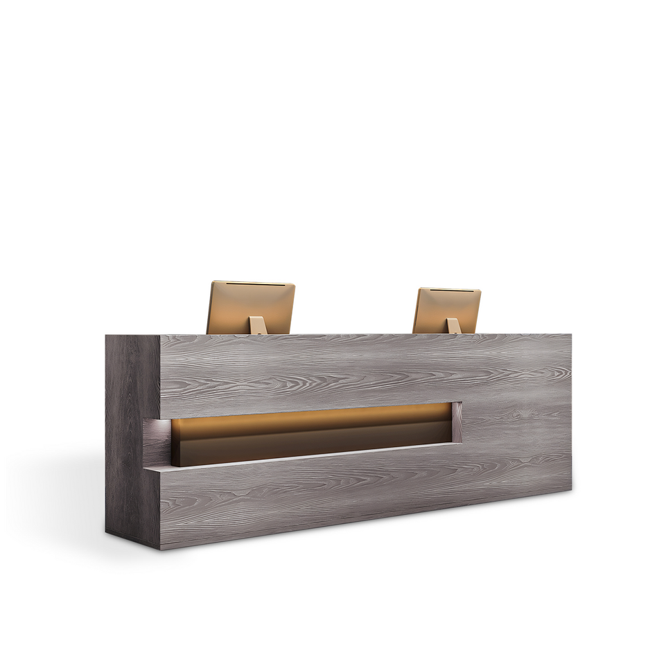 (In Stock) Vintage Fully Assembled Reception Desk with Wood Grain JDT-769