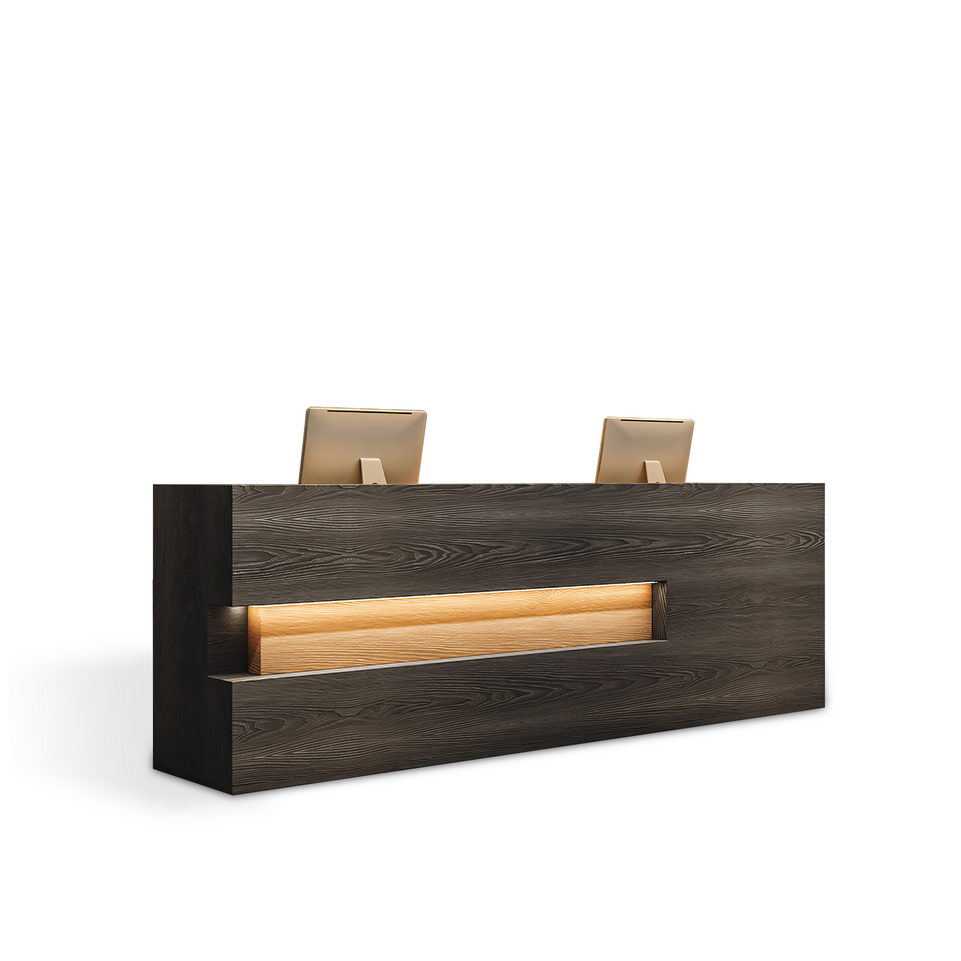 (In Stock) Vintage Fully Assembled Reception Desk with Wood Grain JDT-769