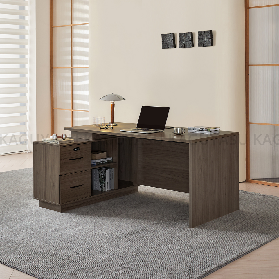 (In Stock) L Shaped Executive Desk With Storage And Privacy Panel LBZ-2141