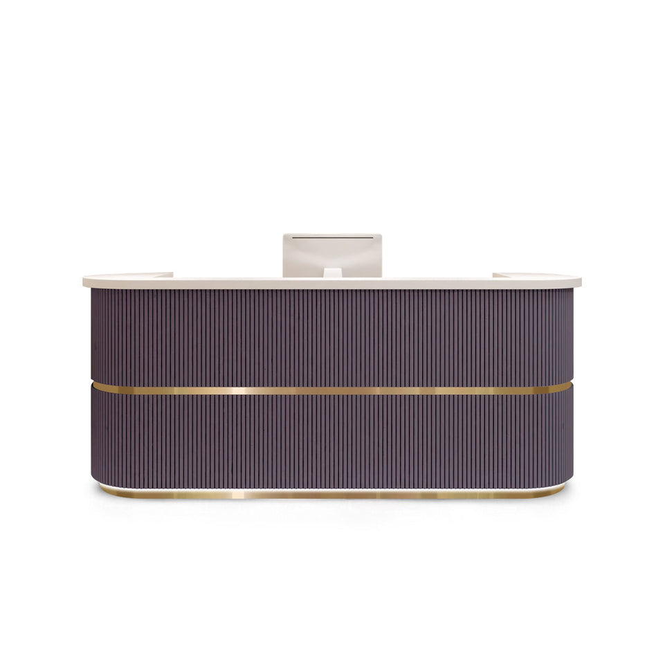 Curved Fully Assembled Reception Desk with LED Lights for Clothing Store JDT-7190