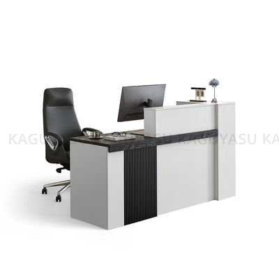 (In Stock) Sleek Reception Desk with LED Strip Lockable Drawers and Cable Grommets JDT-2217