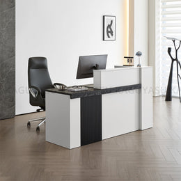 (In Stock) Sleek Reception Desk with LED Strip Lockable Drawers and Cable Grommets JDT-2217