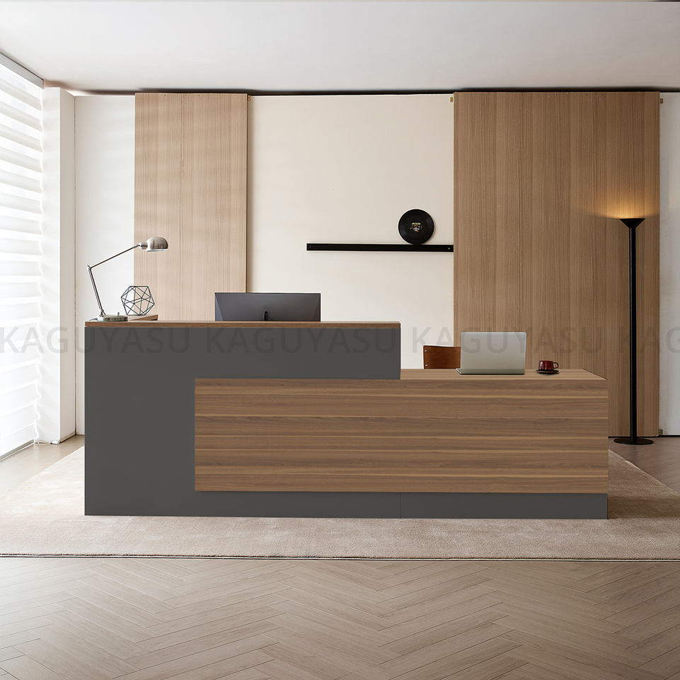 (In Stock) Modern L-Shaped Reception Desk with Side Storage and Drawers JDT-2215
